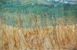 Elements of the shore... detail by Amanda Hislop, Textiles, mixed media and stitch on canvas