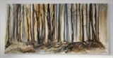 Winter, light through the trees by Amanda Hislop, Textiles, Paint on canvas with applied stitch